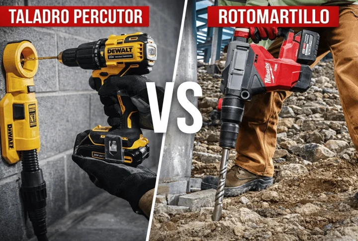 Rotomartillo vs taladro percutor: cuál elegir para tu obra